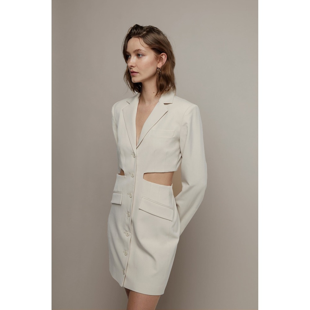 Oak + Fort Blazer Cut-Out Dress at Waist Mini Cream Women's Size L